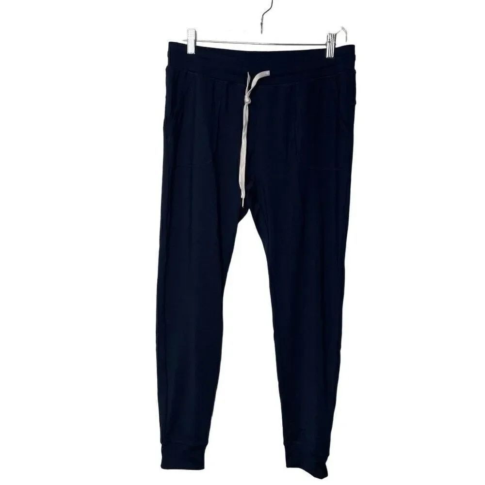 Zyia Womens Unwind Joggers L Navy Blue Elastic Waist Mid-rise Cuffs Drawstring